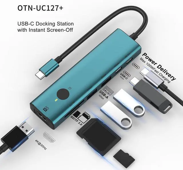 Alt view image 6 of 7 - USB C Hub, USB 3.0 Docking Station, 7 Ports 4K Portable with Sleep Function 5Gbps Screen for PC Laptop Computer