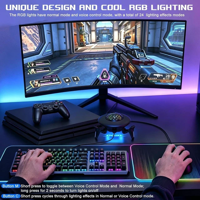 Alt view image 3 of 7 - Keyboard and Mouse Adapter for Nintendo Switch/Switch 2/Xbox Series/Xbox One/PS4/PS3, Gaming Console Converter with RGB Lights, Supports Custom Keys, Sensitivity Settings, Play FPS, TPS, RPG, RTS Game