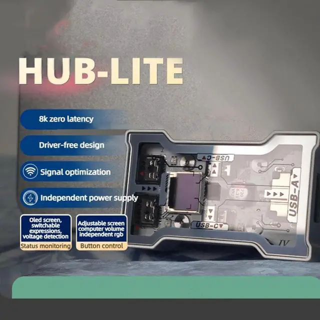 Alt view image 2 of 6 - Twnwnekk USB HUB 2-To-3 Port Extender 8K Hz High Speed OLED Display with Button Control HM HUB USB HUB Stations