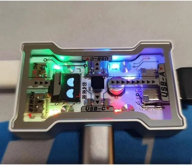 Alt view image 4 of 6 - Twnwnekk USB HUB 2-To-3 Port Extender 8K Hz High Speed OLED Display with Button Control HM HUB USB HUB Stations