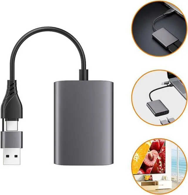 Alt view image 4 of 7 - STAHAD USB Hub Type-C to Dual Video Output Converter Aluminum Alloy 1080P60Hz Wide Compatibility for Laptop Computer