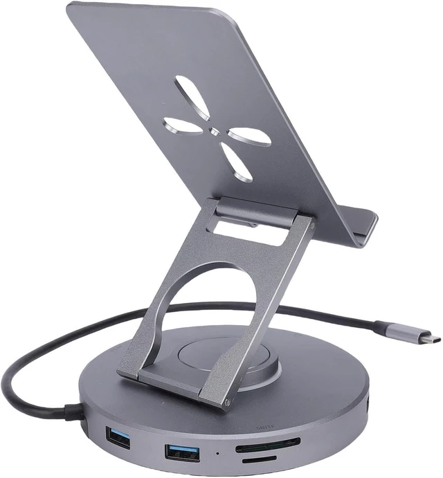 Alt view image 6 of 7 - Diyeeni 10 in 1 USB C Docking Station for ROG Ally, with 4K@60Hz, 100W PD, Rotatable Folding Tablet Stand Holder, USB AC Ports, Audio Jack