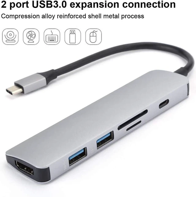 Alt view image 3 of 7 - Type C 6 in 1 Multi Functional Expansion Dock with, USB3.0, and PD3.0 Charging Port