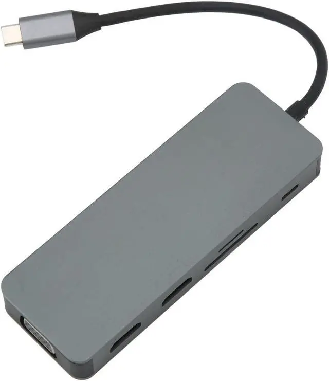 Alt view image 5 of 7 - 10 in 1 USB C Hub Multiport Adapter Type C to VGA Dual HD Multimedia Interface Adapter PD Data Charging 3 Port USB Docking Station