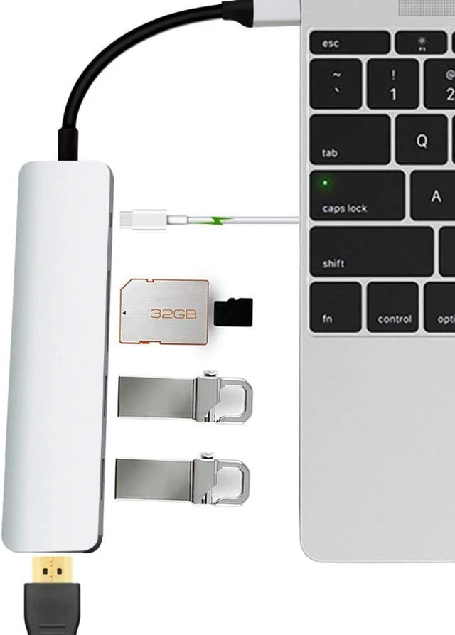 Alt view image 6 of 7 - Type C 6 in 1 Multi Functional Expansion Dock with, USB3.0, and PD3.0 Charging Port
