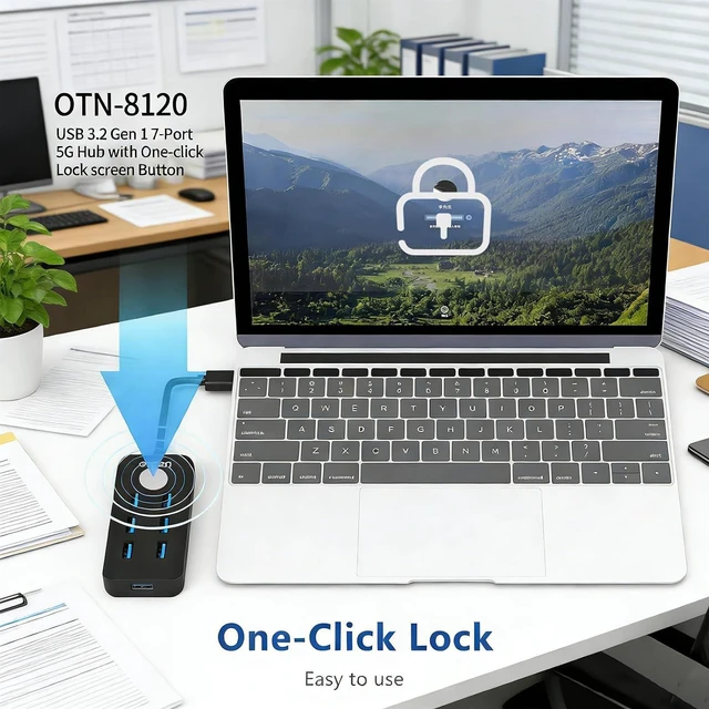 Alt view image 7 of 7 - ordinarYone USB3.0 Dock USB Splitter with Touch Button Screen Feature And 7 Port For Secure Fast Speed Data Transfer