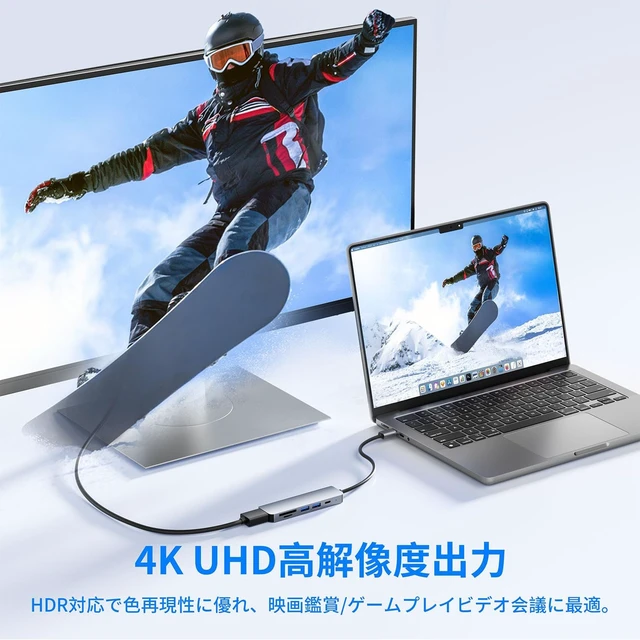 Alt view image 3 of 7 - USB C Hub Adapter 6-in-1 HDMI Type C Hub with 4K HDMI Port + PD 100W Fast Charge + 2 USB 3.0 Ports + SD & TF Card Slots for Home Work No Setup Fast Data Transfer USB C HDMI Hub Compatible with MacBook