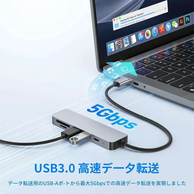 Alt view image 5 of 7 - USB C Hub Adapter 6-in-1 HDMI Type C Hub with 4K HDMI Port + PD 100W Fast Charge + 2 USB 3.0 Ports + SD & TF Card Slots for Home Work No Setup Fast Data Transfer USB C HDMI Hub Compatible with MacBook