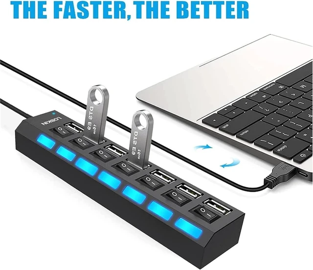 Alt view image 3 of 6 - USB 2.0 HUB 4/7 Port Multiple Expander with ON/Off Switch Multi USB Splitter Hub 4ports 7ports Adapter Computer Accessories(White 7Port)