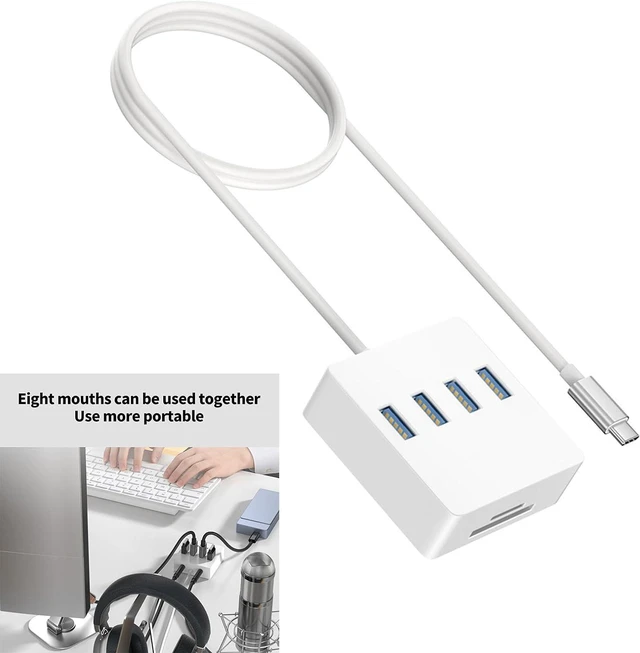Alt view image 2 of 7 - ordinarYone USB Type C Multiport Hubs with 4 USB3.0 Port Card Readers Double 3.5mm 5Gbps Data Transfer for Multiple Devices