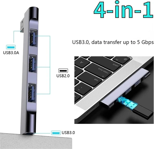 Alt view image 7 of 7 - USB-C Hub, 3.0 Type-C, 4-Port Multi-Port USB Splitter, OTG Compatible with Mobile Phones and Computer Accessories(Type C)