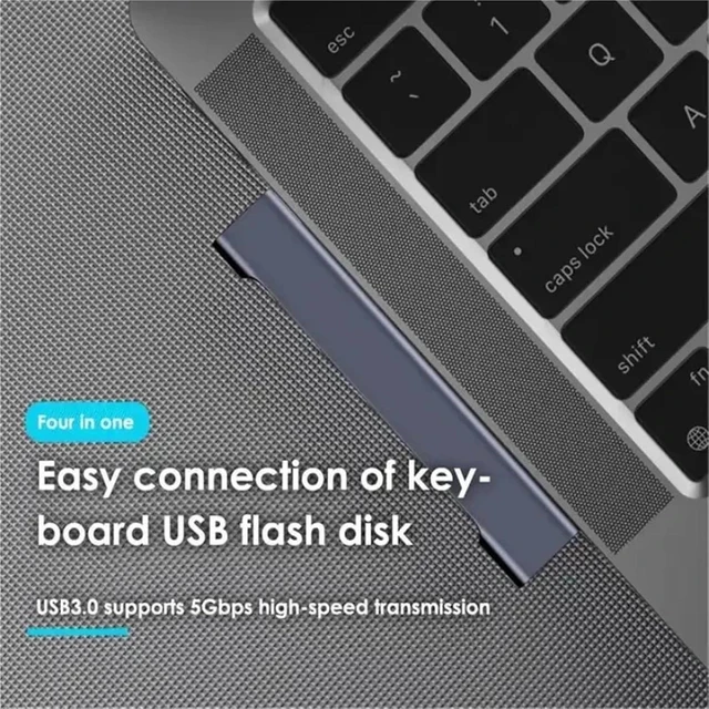 Alt view image 6 of 7 - USB-C Hub, 3.0 Type-C, 4-Port Multi-Port USB Splitter, OTG Compatible with Mobile Phones and Computer Accessories(Type C)