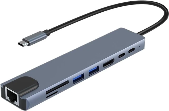 Main image of 5/8Ports USB C Docking Station Type C to HDMI 4K/RJ45 100M Splitter USB3.0 5Gbps High Speed USB C HUB Adapter for Laptop(8-in-1)