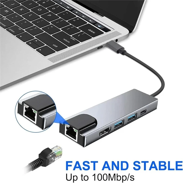 Alt view image 3 of 7 - 5/8Ports USB C Docking Station Type C to HDMI 4K/RJ45 100M Splitter USB3.0 5Gbps High Speed USB C HUB Adapter for Laptop(8-in-1)