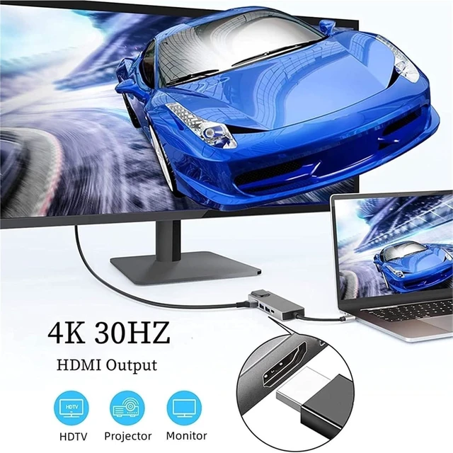 Alt view image 4 of 7 - 5/8Ports USB C Docking Station Type C to HDMI 4K/RJ45 100M Splitter USB3.0 5Gbps High Speed USB C HUB Adapter for Laptop(8-in-1)