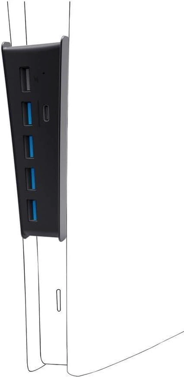 Alt view image 2 of 3 - for PS5 USB 2.0 Hub 2-in-1 Extender High-Speed Data Transfer for PS5 Pro Disc & Slim Consoles Compact ABS Design White