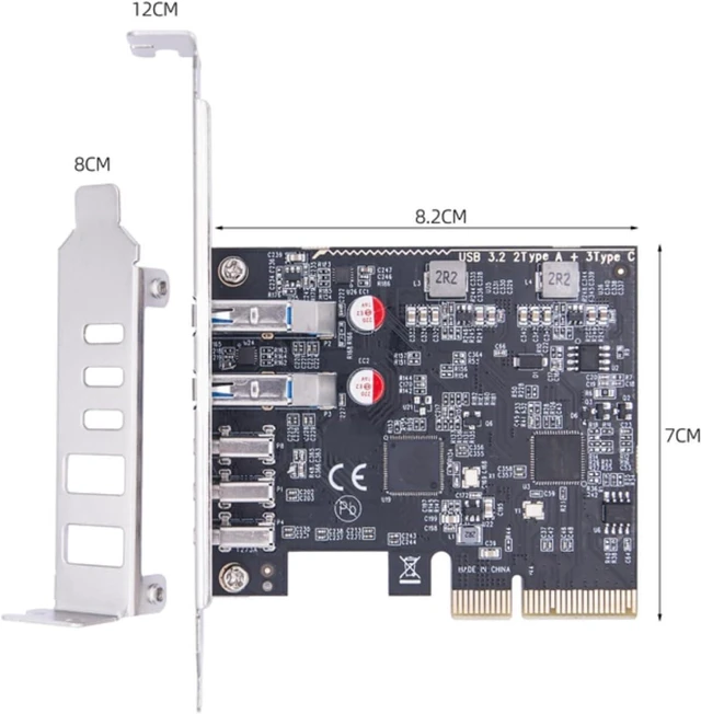 Alt view image 3 of 7 - 2 Port USB3.2 a + 3 Port Type C Hub Adapter Multi-Plier 5 Port USB Expansion Card for PC