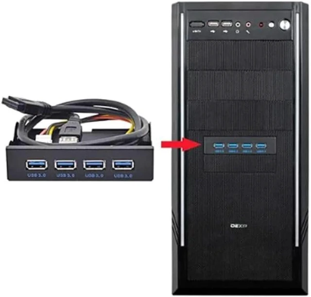 Alt view image 2 of 5 - USB 3.0 HUB 4 Ports HUB Front Panel to Motherboard 20Pin 19Pin Header Connector Cable Compatible for 5.25" CD-ROM Bay