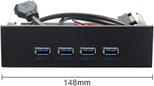 Alt view image 3 of 5 - USB 3.0 HUB 4 Ports HUB Front Panel to Motherboard 20Pin 19Pin Header Connector Cable Compatible for 5.25" CD-ROM Bay