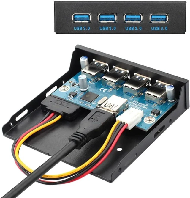 Alt view image 4 of 5 - USB 3.0 HUB 4 Ports HUB Front Panel to Motherboard 20Pin 19Pin Header Connector Cable Compatible for 5.25" CD-ROM Bay