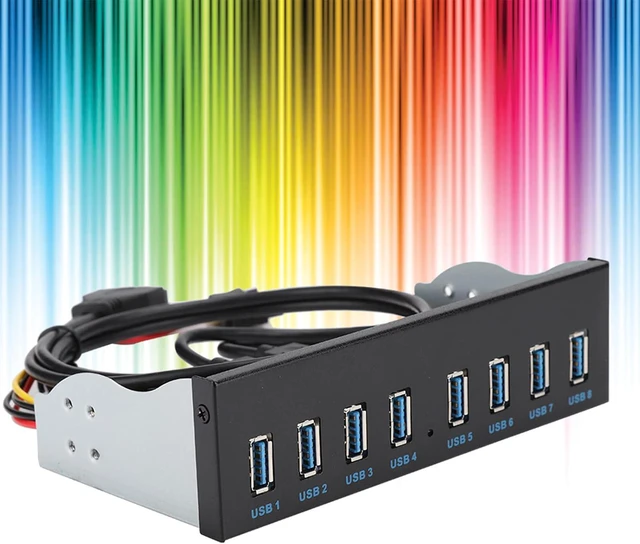 Alt view image 6 of 7 - USB3.0 8 Port Front Panel Hub, Optical Drive Bay Adapter with 19PIN Connector and SATA Power, for PC Desktop Expansion with Eight High - Speed USB 3.0 Ports