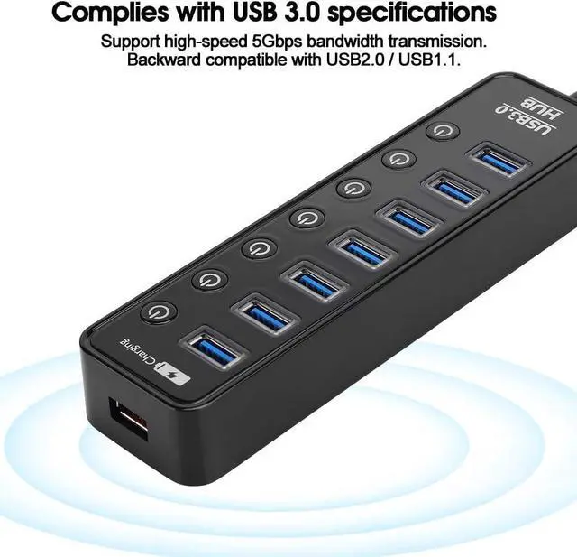 Alt view image 3 of 7 - HighSpeed USB 3.0 Splitter Docking Station with 7-Port Switch for PC, Plug and Play, DriverFree, Suitable for XP/Vista/7/8 Users
