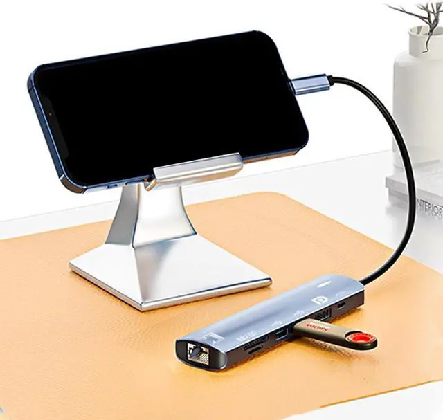 Alt view image 5 of 7 - Functional USB Type C 7 In1 Extension Dock for UHD Screen Quick Power Net Internet and External Storage Access Multiuse USB C Dock