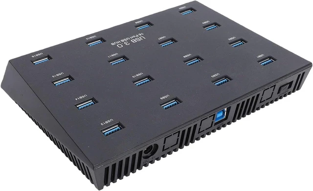 Alt view image 7 of 7 - Qinlorgo 16 Port USB Hub, 5Gbps LED Reminder Plug & Play 16 Ports Simultaneous OperationPowered USB Hub 3.0 with 15 Micro Storage Card Readers Rack Mount for Desktop PCs (US Plug)
