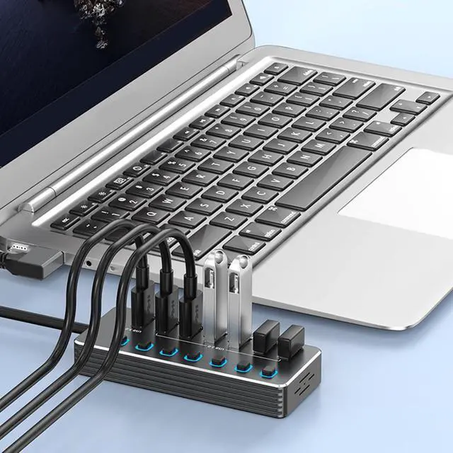 Alt view image 2 of 7 - ordinarYone 7Port Aluminum USB Hubs with Independents Switches and LED Indicators for Fast Speed USB3.0 and USB 2.0 Data Transfer