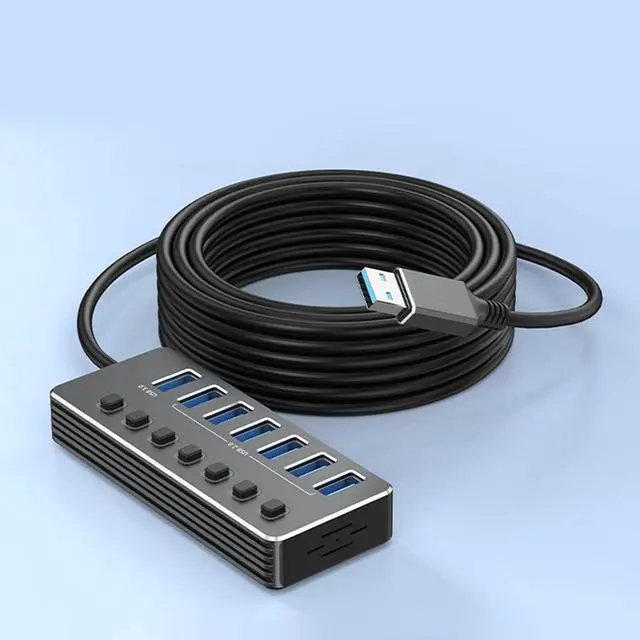 Alt view image 3 of 7 - ordinarYone 7Port Aluminum USB Hubs with Independents Switches and LED Indicators for Fast Speed USB3.0 and USB 2.0 Data Transfer