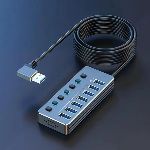 Alt view image 5 of 7 - ordinarYone 7Port Aluminum USB Hubs with Independents Switches and LED Indicators for Fast Speed USB3.0 and USB 2.0 Data Transfer