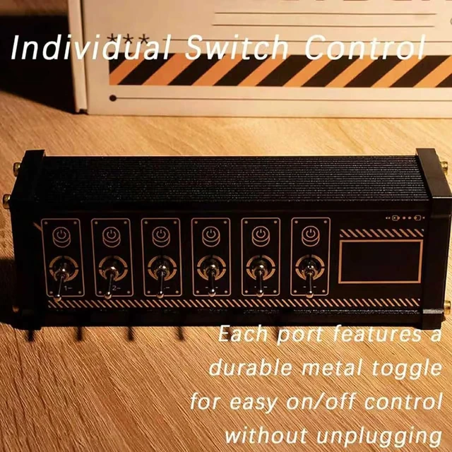 Alt view image 3 of 7 - 6 Port USB Switcher, Retro Gold Plating USB Docking Station,Independent Control, Button Switch, Share USB Devices, Ideal Gift for Boyfriend Husband