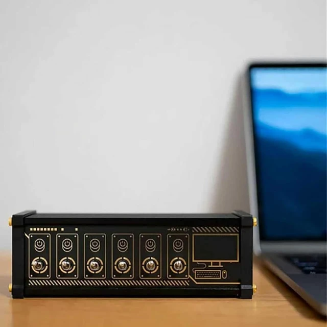 Alt view image 7 of 7 - 6 Port USB Switcher, Retro Gold Plating USB Docking Station,Independent Control, Button Switch, Share USB Devices, Ideal Gift for Boyfriend Husband