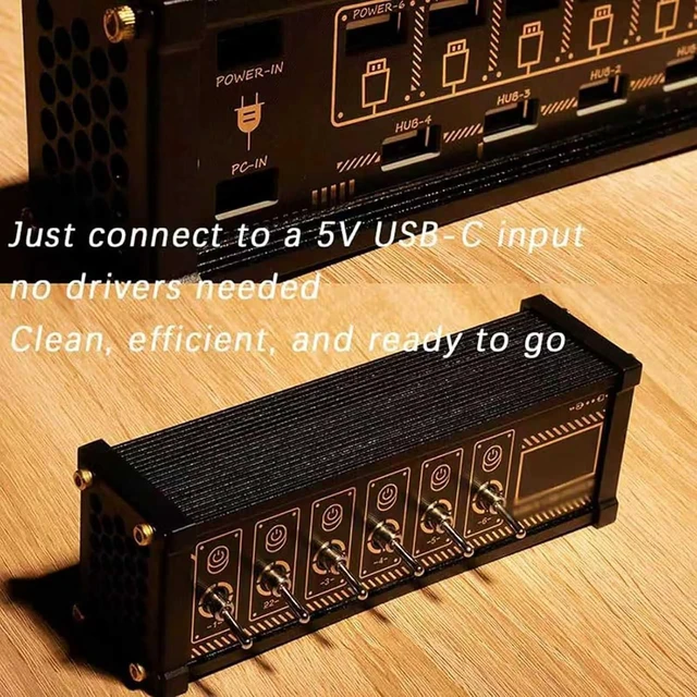 Alt view image 4 of 7 - 6 Port USB Switcher, Retro Gold Plating USB Docking Station,Independent Control, Button Switch, Share USB Devices, Ideal Gift for Boyfriend Husband