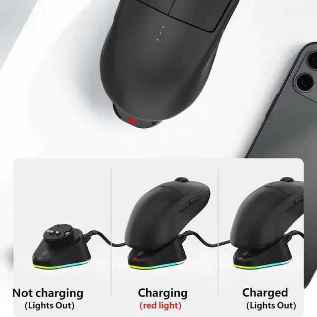 Alt view image 5 of 7 - Gaming Charging Base for G502 / G502X / Auto Connection Double USB Hub Intelligent Lighting Color Light Dock