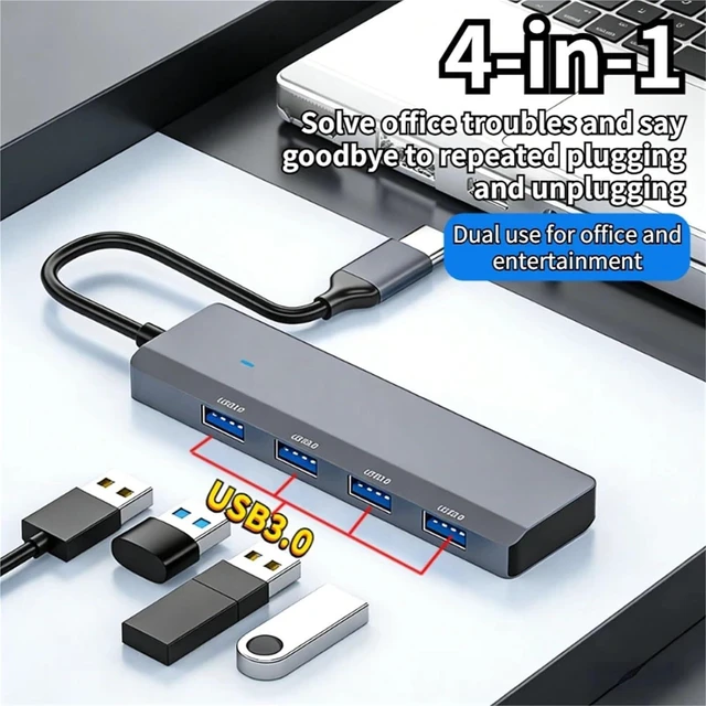 Alt view image 3 of 6 - USB 3.0 Hub USB Hub 4 Port High Speed Type c Splitter 5Gbps for PC Computer Accessories Multiport HUB 4 USB 3.0 2.0 Ports(USB)
