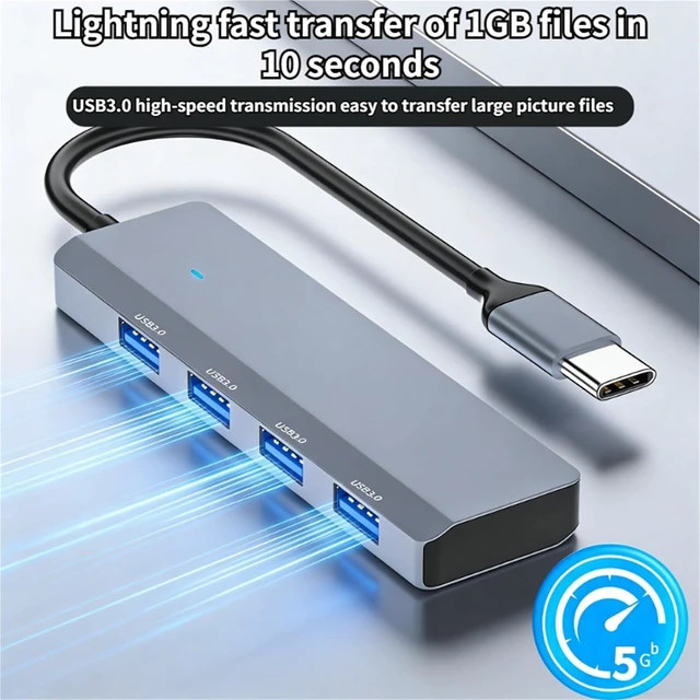 Alt view image 4 of 6 - USB 3.0 Hub USB Hub 4 Port High Speed Type c Splitter 5Gbps for PC Computer Accessories Multiport HUB 4 USB 3.0 2.0 Ports(USB)