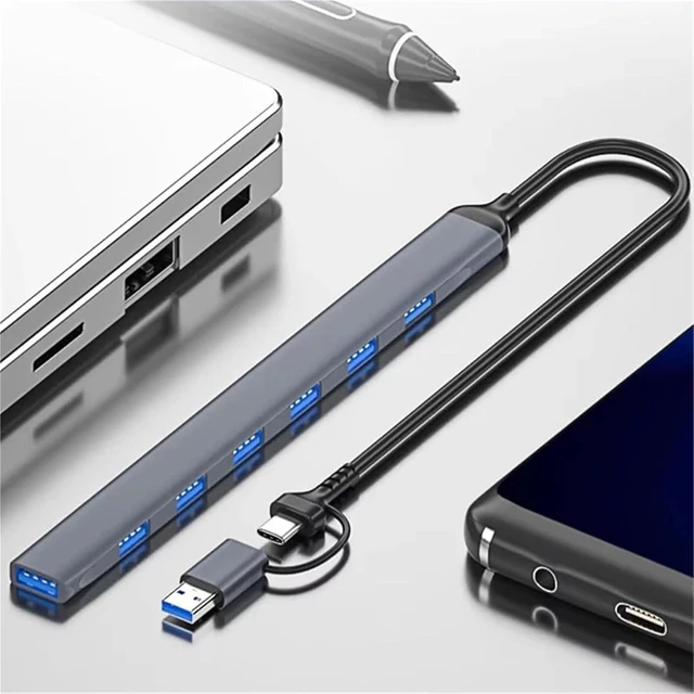 Alt view image 4 of 7 - 7 Ports USB 3.0 Type C HUB Expander Splitter High Speed OTG Adapter Docking Station for LaptopPC Hard Drive Mouse Keyboard