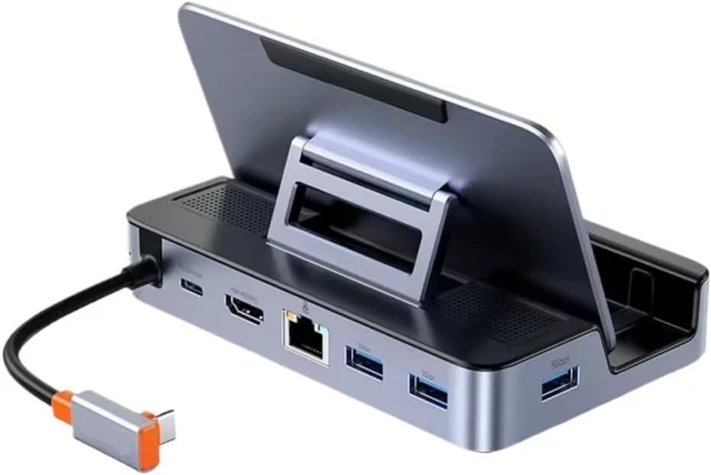 Main image of USB C Docking Station 4K@60Hz HDMI RJ45 PD 100W USB 3.0 6-in-1 Type C Hub Compatible with Steam Deck Switch