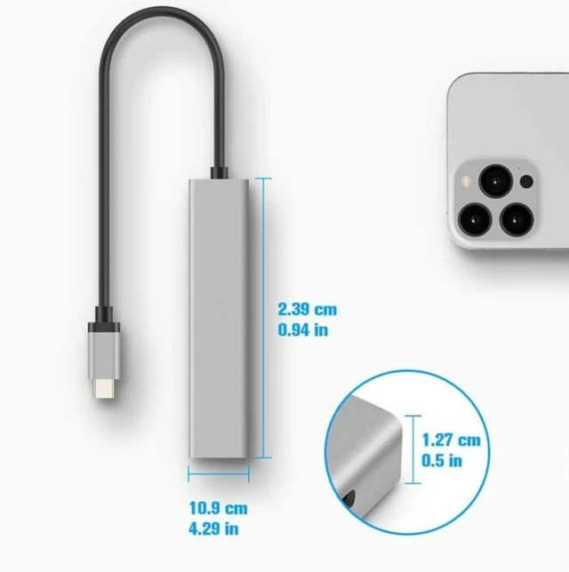 Alt view image 4 of 5 - USB C Hub 10Gbps Aluminum 4-Port USB-C 3.2 Gen 2 Dongle Portable USB C Multiport Adapter Compatible with Thunderbolt Type C Laptop