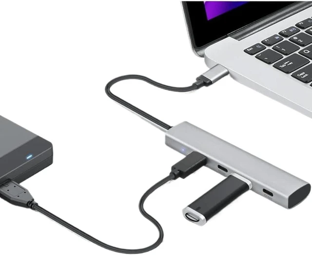 Alt view image 5 of 5 - USB C Hub 10Gbps Aluminum 4-Port USB-C 3.2 Gen 2 Dongle Portable USB C Multiport Adapter Compatible with Thunderbolt Type C Laptop