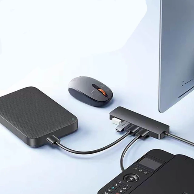 Alt view image 3 of 3 - 4 Port USB 3.0 Hub Compatible with Laptop Flash Drive Printer Camera Keyboard Mouse