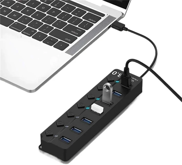 Alt view image 2 of 4 - USB Hub Compatible with Desktop Laptop 7-in-1 USB Adapter 30cm DBIT USB HUB 3.0 2.0