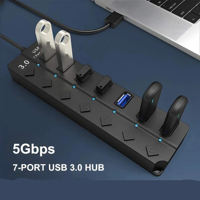 Alt view image 3 of 4 - USB Hub Compatible with Desktop Laptop 7-in-1 USB Adapter 30cm DBIT USB HUB 3.0 2.0