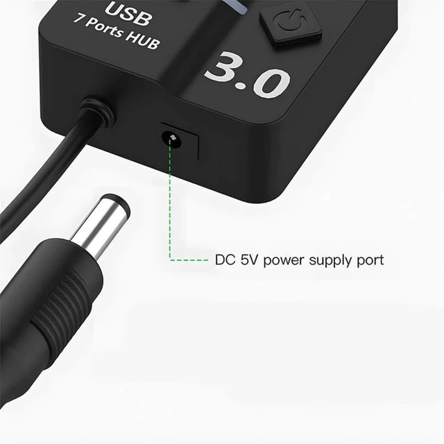 Alt view image 4 of 4 - USB Hub Compatible with Desktop Laptop 7-in-1 USB Adapter 30cm DBIT USB HUB 3.0 2.0