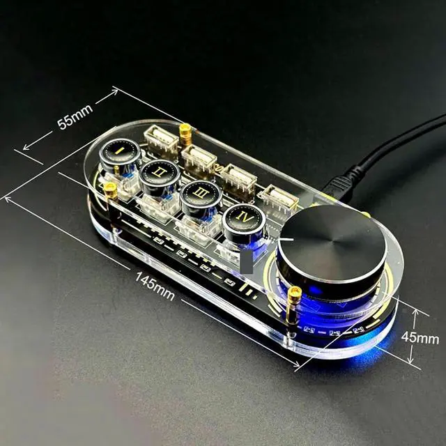 Alt view image 6 of 7 - USB Docking Station, Multi-Function USB Hub with Volume Control Knob 24 Kinds of RGB Cool Lights,3 USB2.0 Ports for Data Transmission and 1 USB2.0 Ports for Power Supply, for Tablets