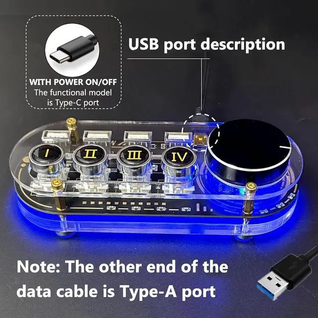 Alt view image 3 of 7 - USB Docking Station, Multi-Function USB Hub with Volume Control Knob 24 Kinds of RGB Cool Lights,3 USB2.0 Ports for Data Transmission and 1 USB2.0 Ports for Power Supply, for Tablets
