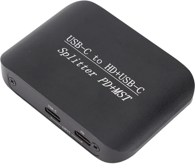 Alt view image 2 of 7 - Type C to HD Type C Splitter Adapter High Performance 4K 60Hz Dual Display Multimedia Converter with PD Charging for Laptop PC Iron Shell