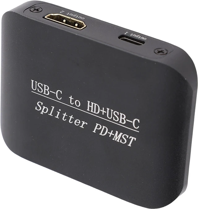 Alt view image 3 of 7 - Type C to HD Type C Splitter Adapter High Performance 4K 60Hz Dual Display Multimedia Converter with PD Charging for Laptop PC Iron Shell