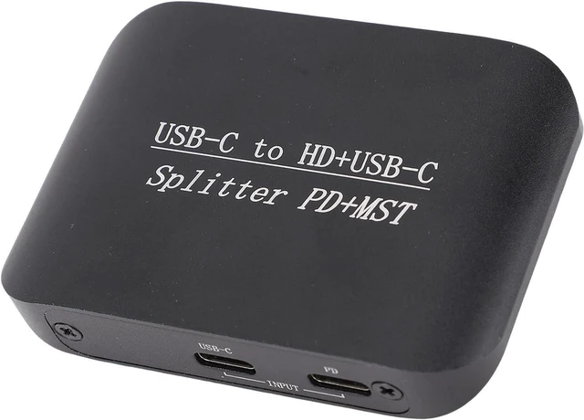 Alt view image 5 of 7 - Type C to HD Type C Splitter Adapter High Performance 4K 60Hz Dual Display Multimedia Converter with PD Charging for Laptop PC Iron Shell